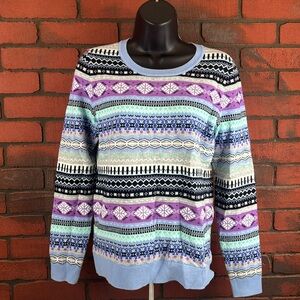 Talbots‎ Women's Extra Small Wool Blend Geometric Stripes Sweater – Cozy